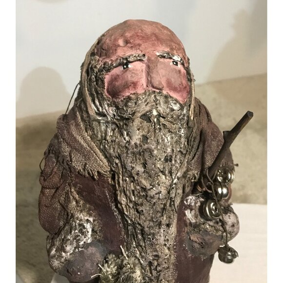 1995 Enesco Arlene Wobler Folk Art Woblers Woods Santa Figures Set of 2 - Picture 4 of 16